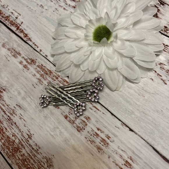 SOLD- Crystal Hair Pieces - Pink/Purple Hearts - Picture 7 of 7